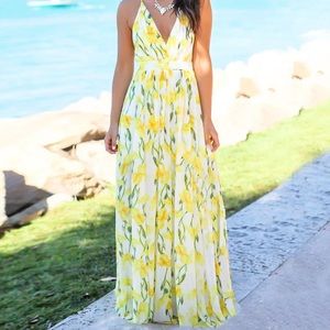 Sale! White and Yellow Maxi dress